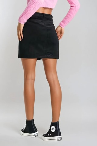 Rechte Velours Rok - Zwart