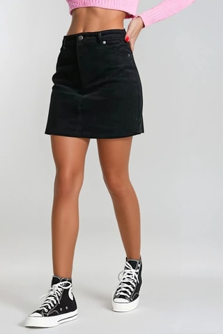 Rechte Velours Rok - Zwart
