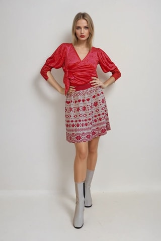 Skaterrok - Beige en Rood