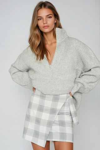 Wikkelrok - Lichtgrijs en Wit - Monki