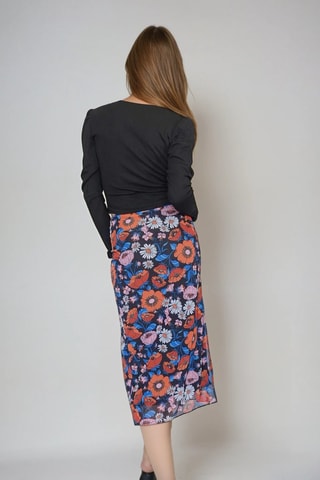 Kokerrok - Marineblauw en Oranje - Monki