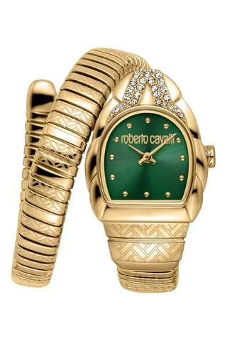 Montre à quartz en acier - Doré et vert