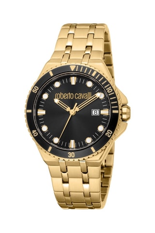 Montre à quartz en acier - Doré et noir