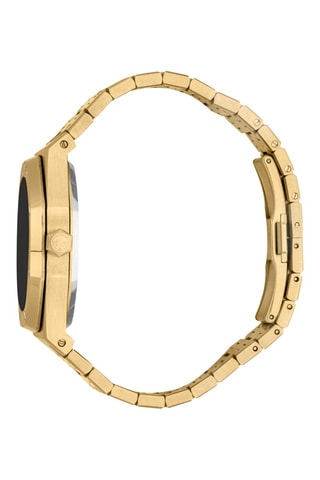 Montre à quartz en acier - Doré et noir