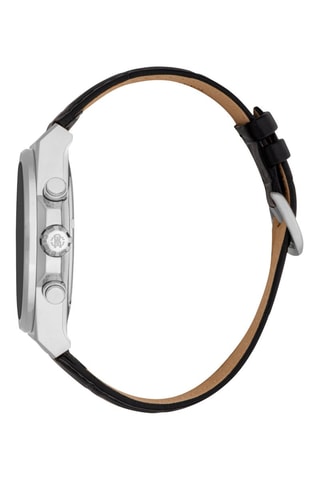 Montre à quartz en cuir - Noir et argenté