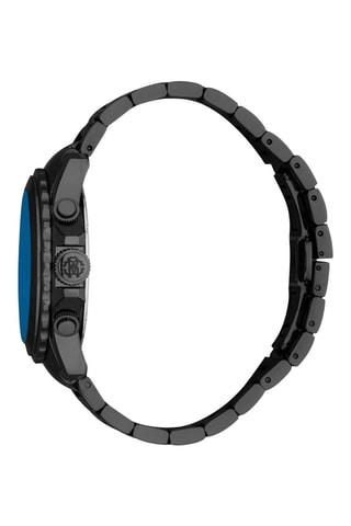 Montre à quartz en acier - Chronographe - Noir et bleu