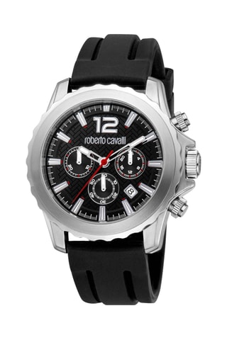 Montre à quartz en silicone - Chronographe - Noir et argenté