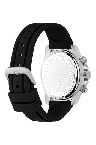 Montre à quartz en silicone - Chronographe - Noir et argenté