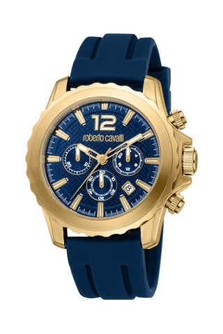 Montre à quartz en silicone - Chronographe - Bleu et doré