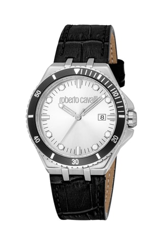 Montre à quartz en cuir - Noir et argenté