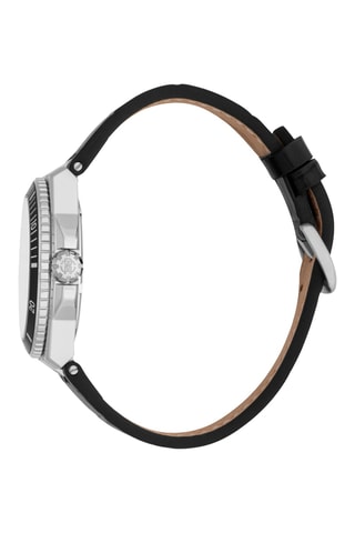 Montre à quartz en cuir - Noir et argenté