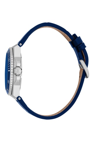 Montre à quartz en cuir - Bleu et argenté