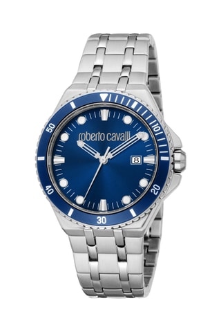 Montre à quartz en acier - Argenté et bleu