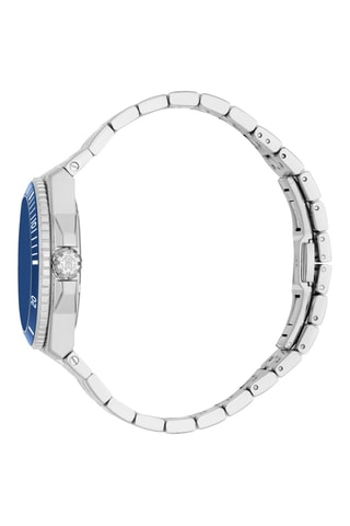 Montre à quartz en acier - Argenté et bleu