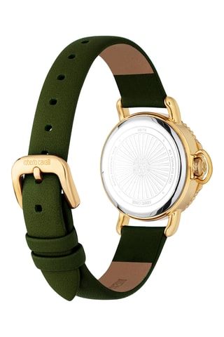 Montre à quartz en cuir - Vert et doré