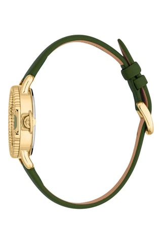 Montre à quartz en cuir - Vert et doré