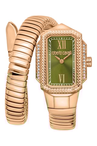 Montre à quartz en acier - Doré et vert