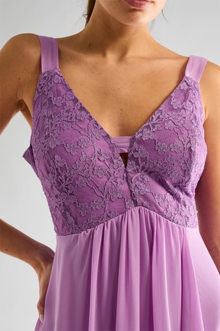 Robe longue bi-matière - Mauve