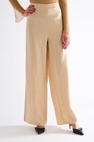 Pantalon en lin taille haute - Beige