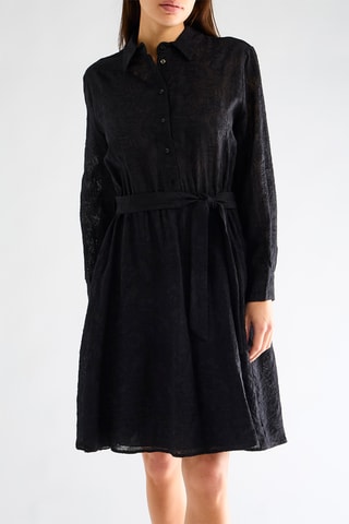 Robe chemise en dentelle - Noir