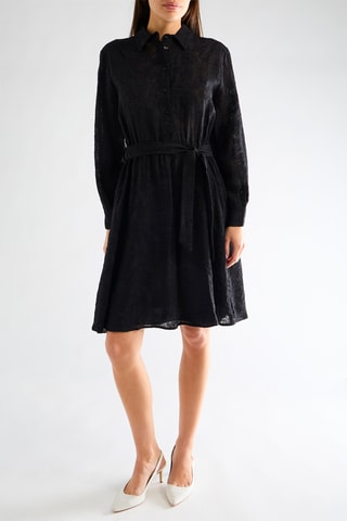 Robe chemise en dentelle - Noir