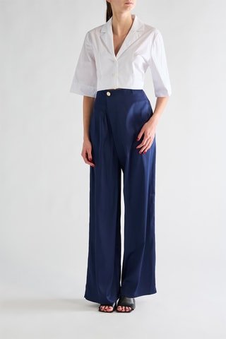 Pantalon taille haute - Bleu marine