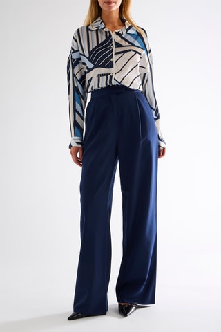 Pantalon taille haute - Bleu foncé