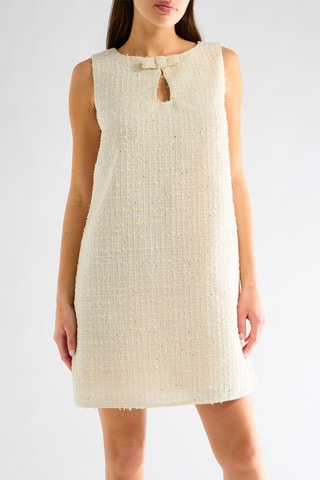 Robe droite en tweed - Beige clair