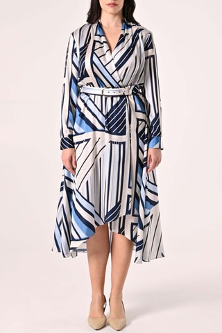 Robe portefeuille - Bleu marine et écru