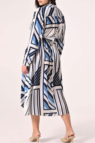 Robe portefeuille - Bleu marine et écru