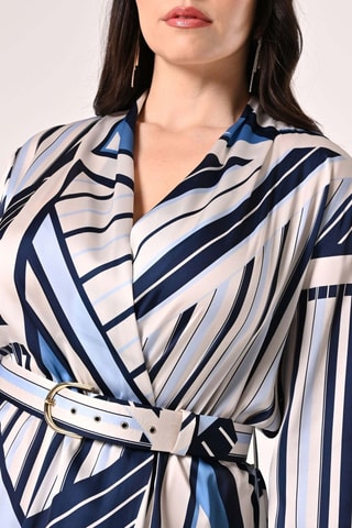 Robe portefeuille - Bleu marine et écru