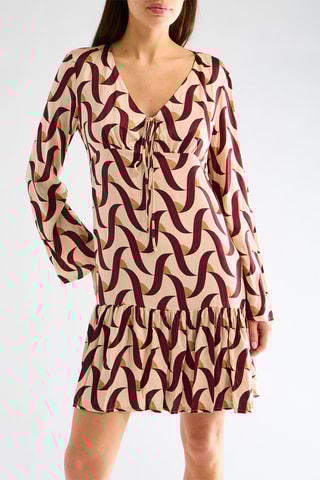 Robe taille basse - Bordeaux et beige