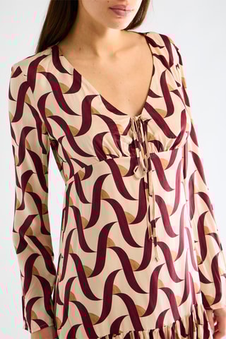 Robe taille basse - Bordeaux et beige