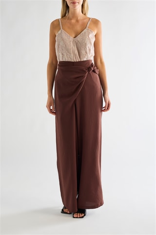 Pantalon taille haute - Marron