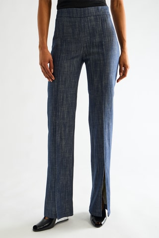 Pantalon taille haute - Bleu marine chiné