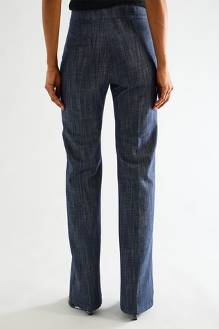 Pantalon taille haute - Bleu marine chiné