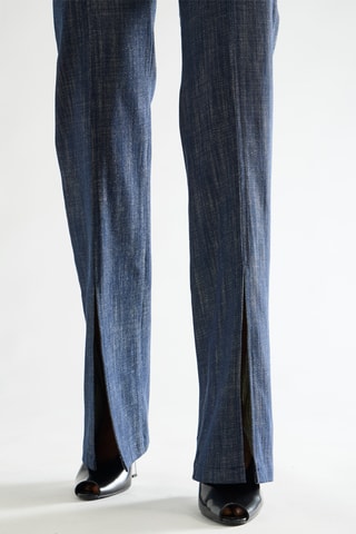 Pantalon taille haute - Bleu marine chiné