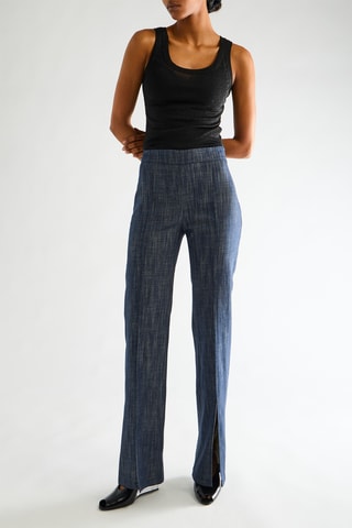 Pantalon taille haute - Bleu marine chiné