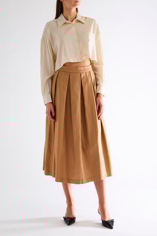 Jupe plissée taille haute - Beige