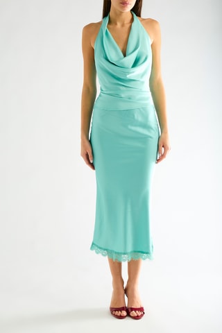 Jupe midi taille haute - Vert d'eau