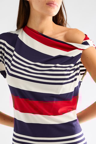 Robe fourreau - Bleu marine et rouge