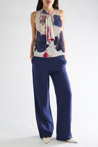 Pantalon taille haute - Bleu marine