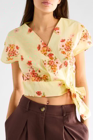 Crop top noué - Jaune