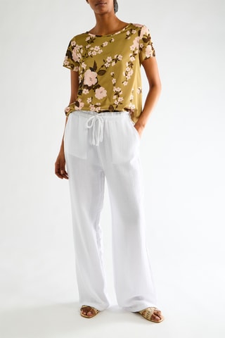 Pantalon taille haute - Blanc