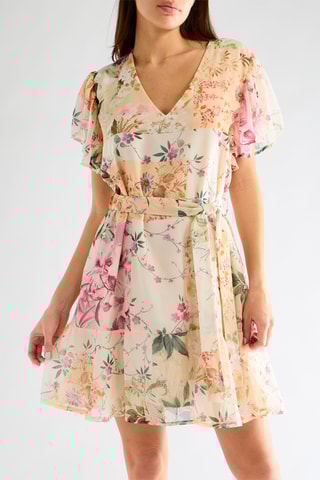 Robe patineuse - Ecru et vert clair