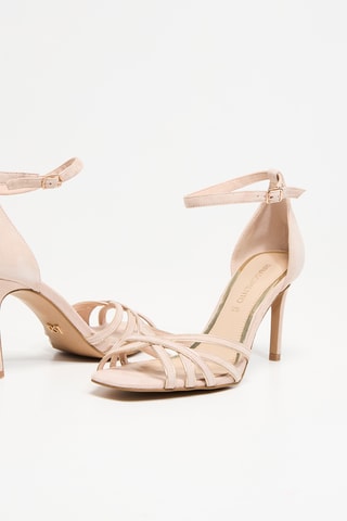 Sandales à talons en nubuck - Rose clair