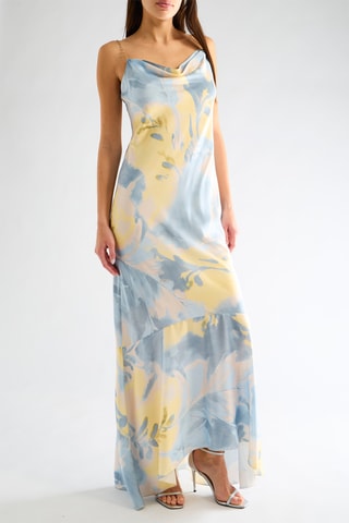 Robe longue - Bleu clair et jaune