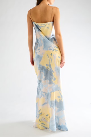 Robe longue - Bleu clair et jaune