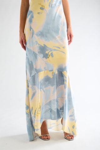 Robe longue - Bleu clair et jaune