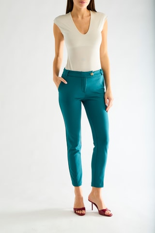 Pantalon slim - Vert canard
